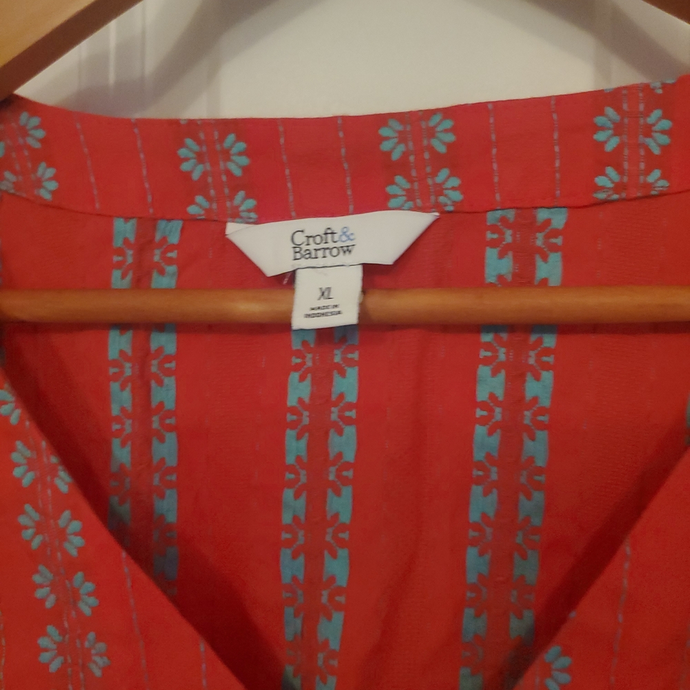 Croft & Barrow Red and Blue Women's Top